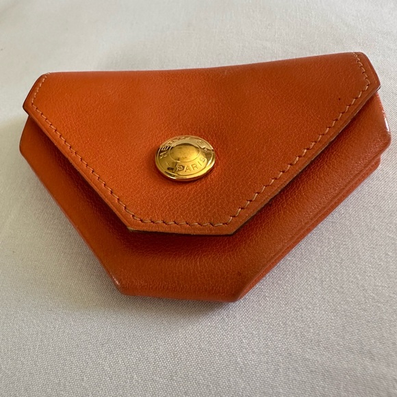 Authentic HERMES Luvan Cattle Veau Barenia Leather Wallet Coin Purse Orange 👛 - Picture 2 of 12